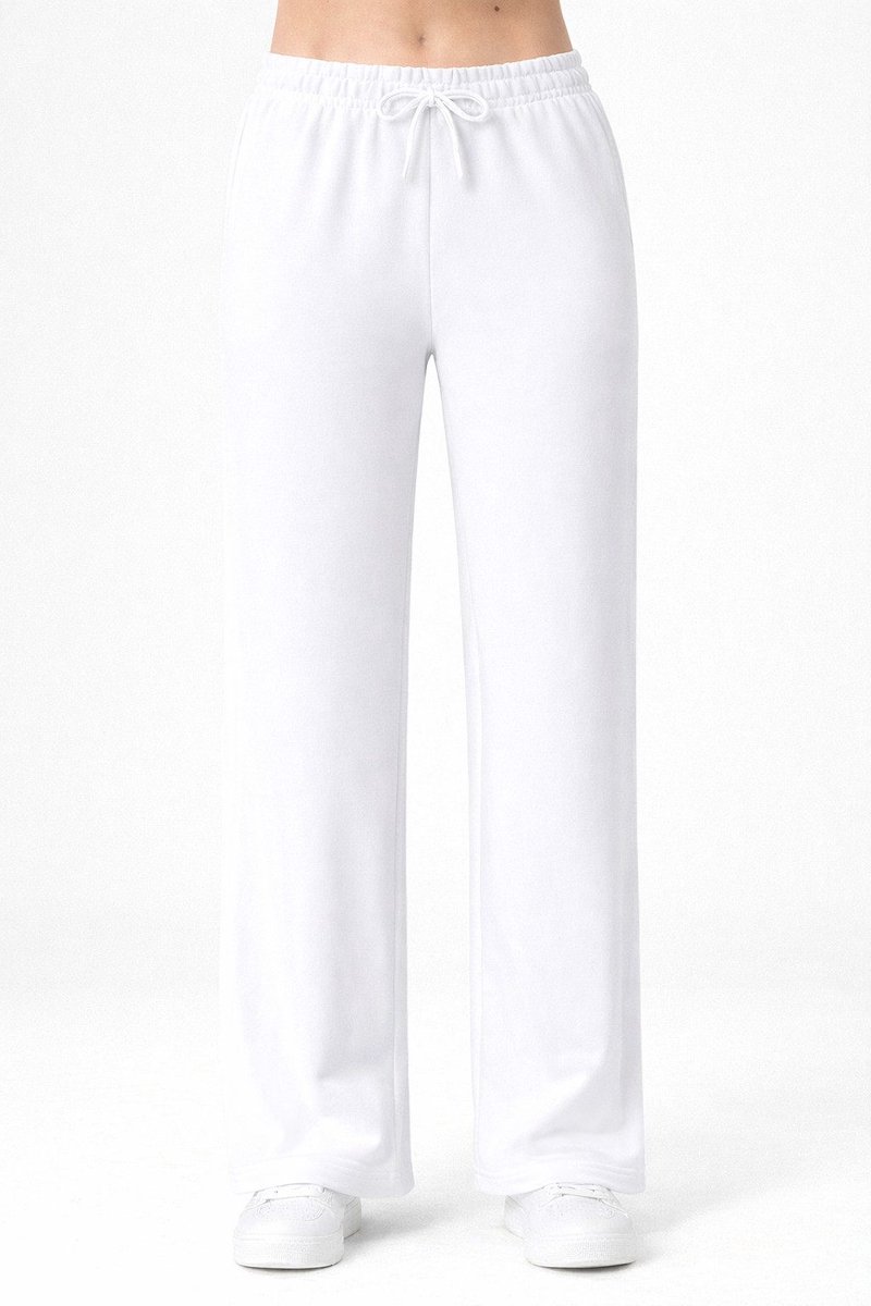 Smith & Solo joggingbroek dames - sportbroek katoen - trainingsbroek volwassenen huisbroek - wit - XXL