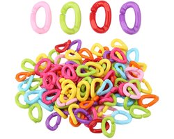 Allecto - 100 stuks Regenboog Ketting Links voor Papegaaien - Speelgoed voor Kaketoes, Valkparkieten en Conures - DIY Huisdier Vogel Stand