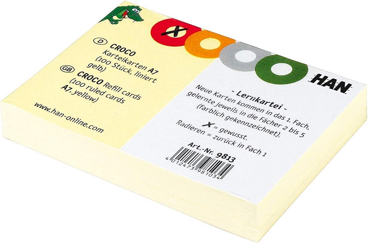 Gekleurde Indexkaarten van Stevig Karton - 10 Verpakkingen van 100 Kaarten - Geel