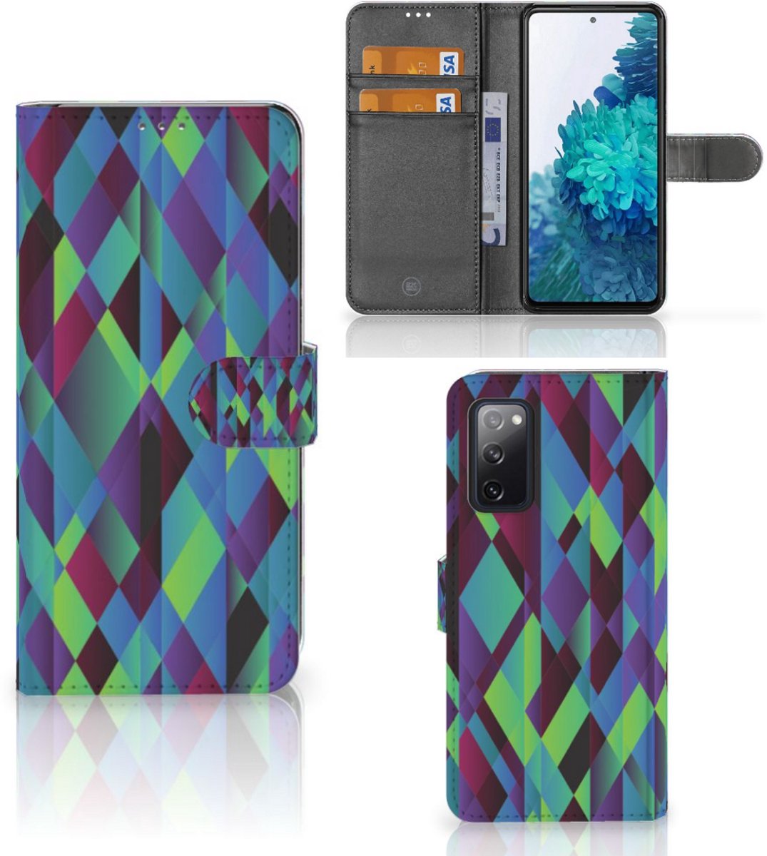 Samsung Galaxy S20 FE Book Case Abstract Green Blue