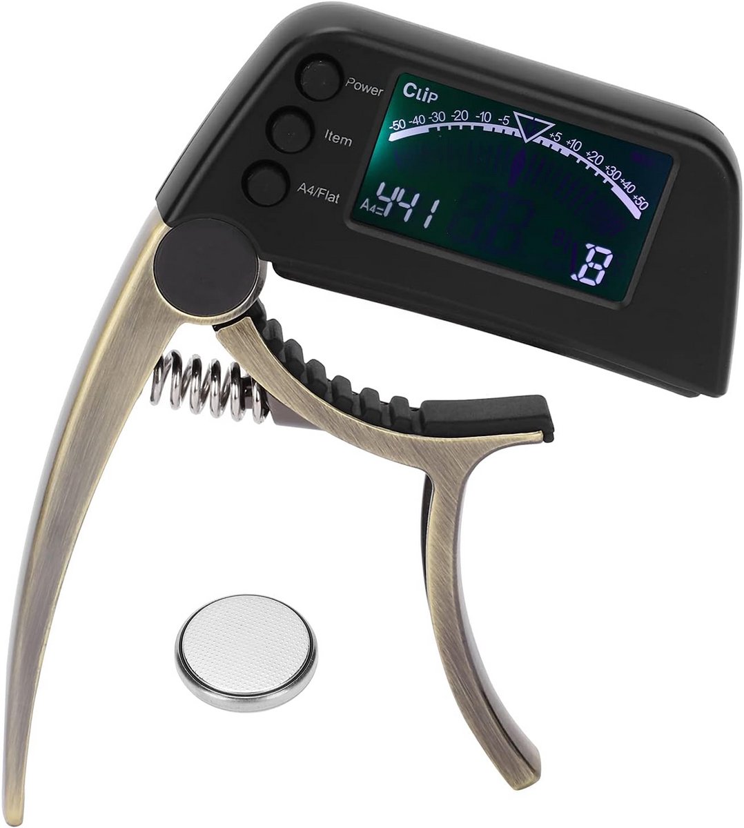 2-in-1 Capo Tuner met LCD Scherm voor Gitaar en Bas - Multifunctioneel