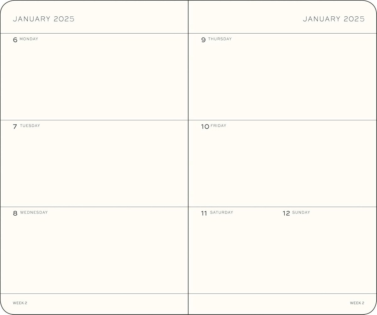 Weekkalender 2025 A5 Softcover - 12-Manden Planner Gelinieerd - Salie