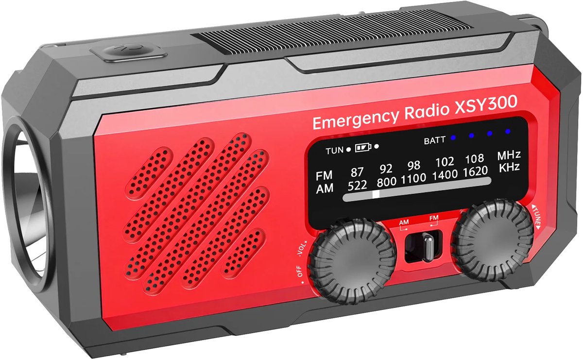 Nieuw model XSY300 Essential – Noodradio – 2.000mAh Powerbank – Solar & Opwindbaar – Betrouwbare Thuis Backup
