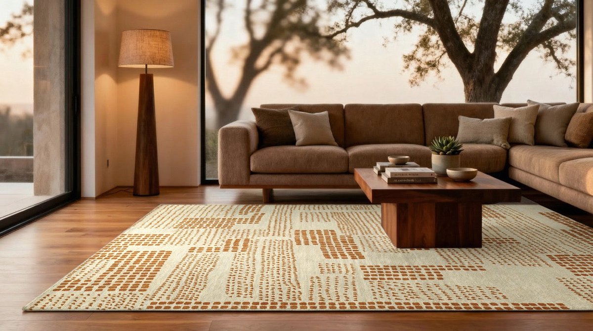 Wasbaar Binnen & Buiten Vloerkleed - 140 x 200 cm - Louis De Poortere Zen Garden Dryed Banana - Laagpolig Tapijt - Gerecycled PET - Made in Belgium - Circulair