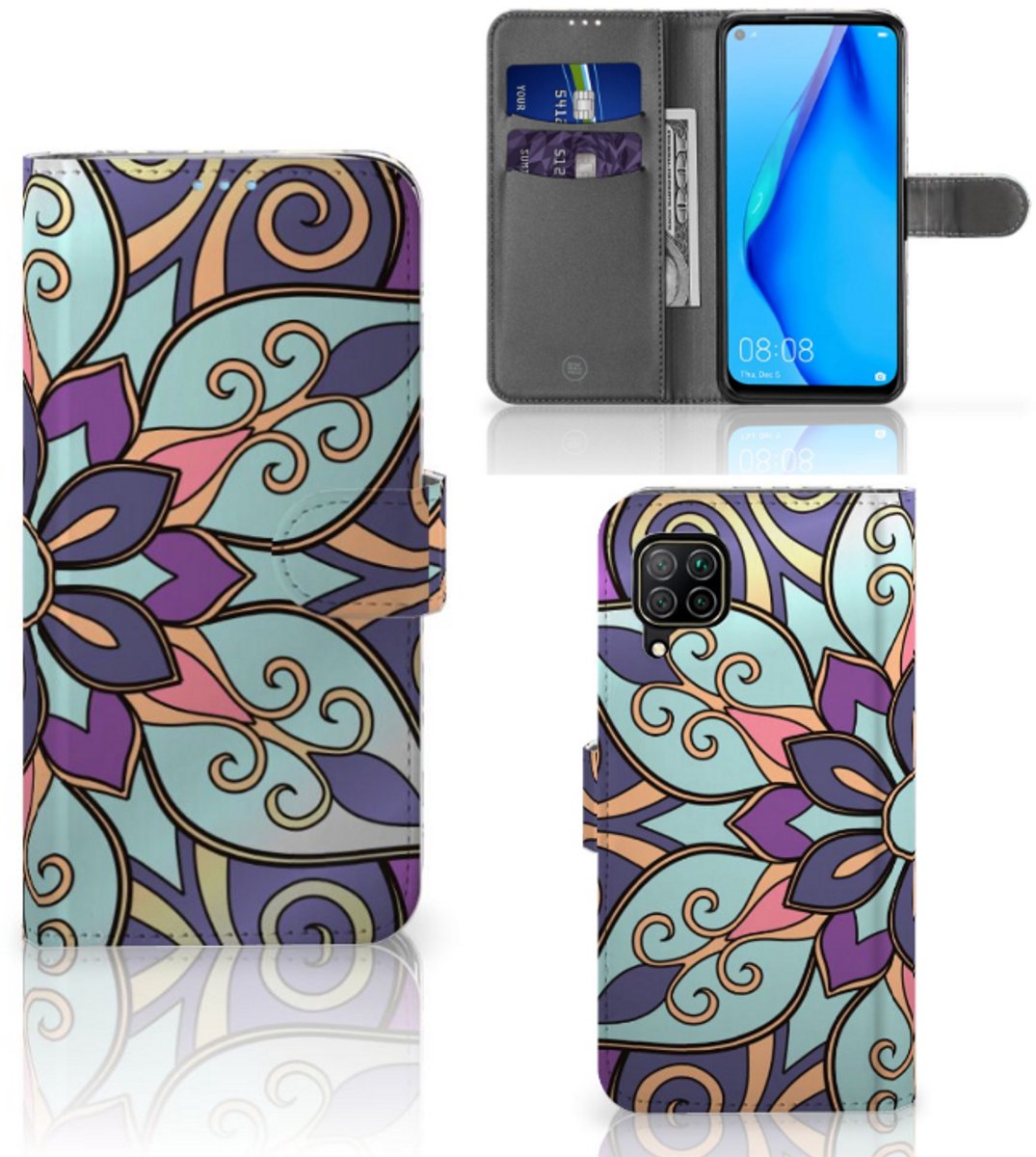 Huawei P40 Lite Hoesje Purple Flower