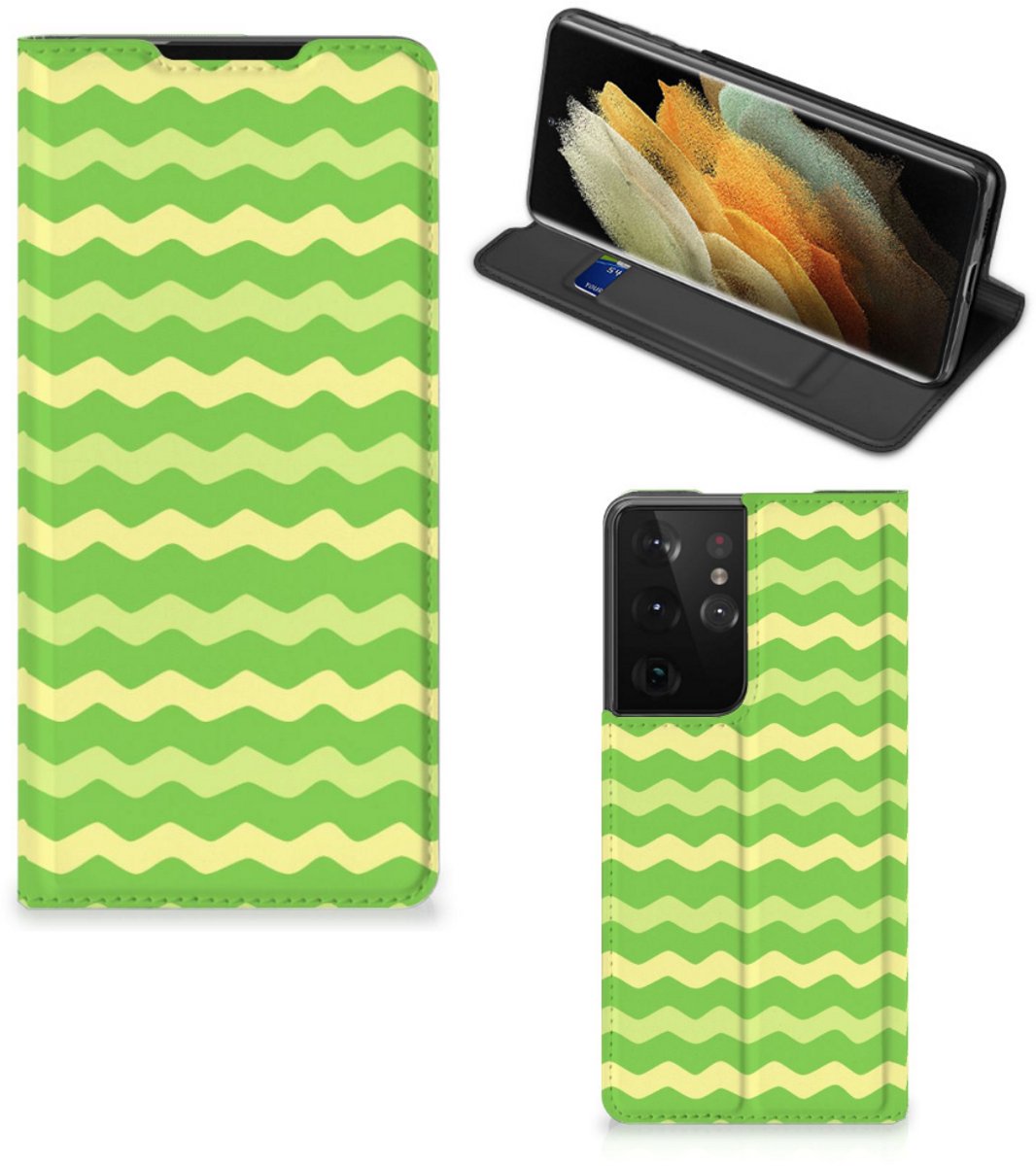 Samsung Galaxy S21 Ultra Hoesje met Magneet Waves Green