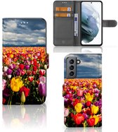 Étui pour téléphone avec texte Étui portefeuille pour Samsung Galaxy S21 FE Cadeau pour la fête des mères Tulipes
