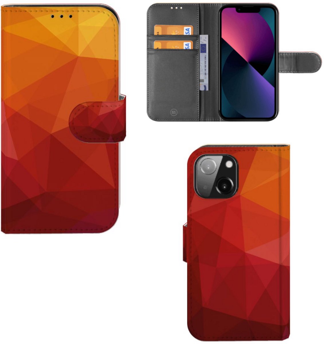Book Case voor Book Case voor iPhone 13 Mini Polygon Red