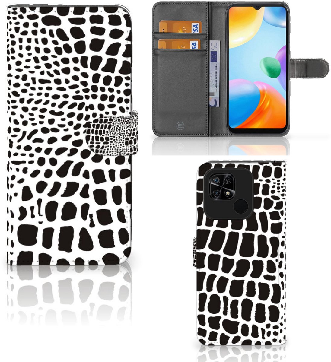 Xiaomi Redmi 10C Telefoonhoesje met Pasjes Slangenprint