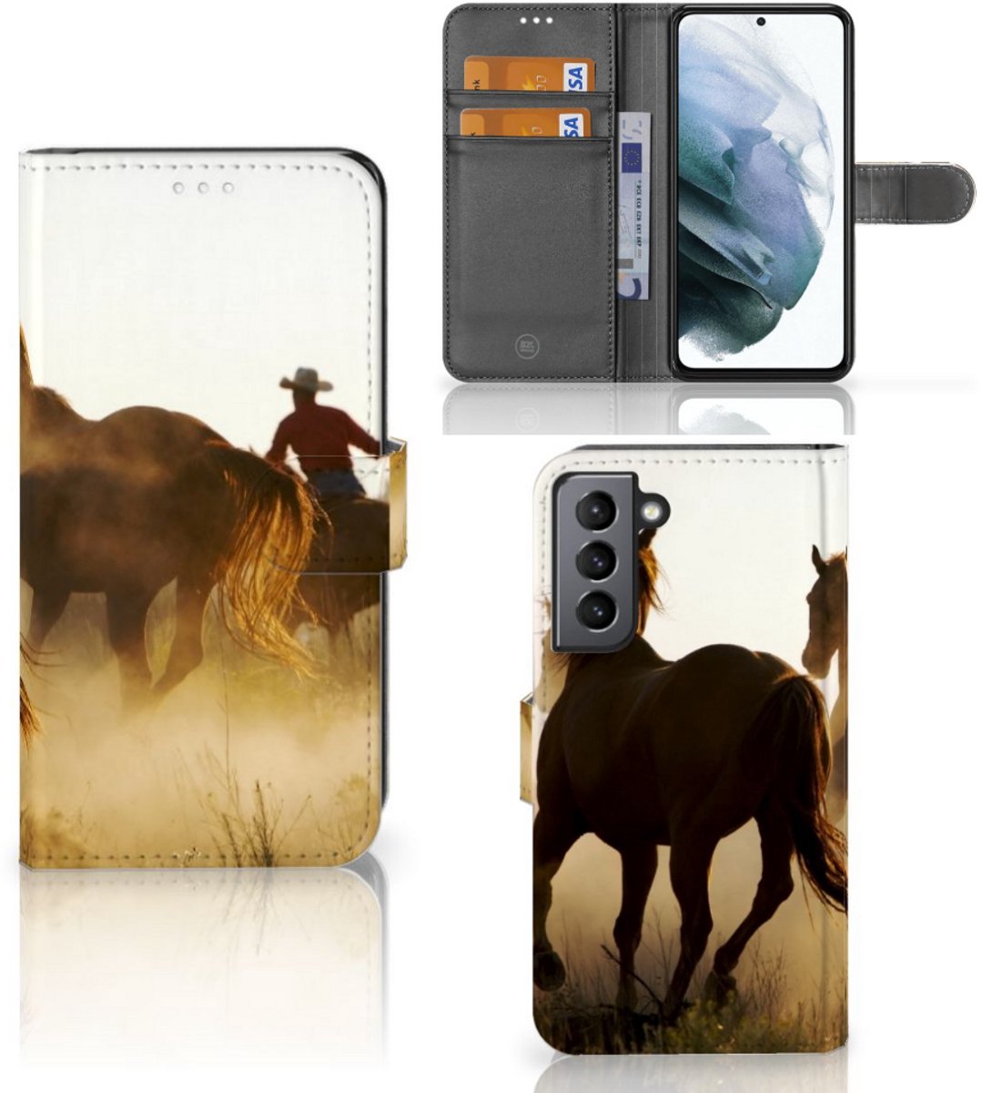 Book Case voor Samsung Galaxy S21 FE Telefoonhoesje met Pasjes Design Cowboy
