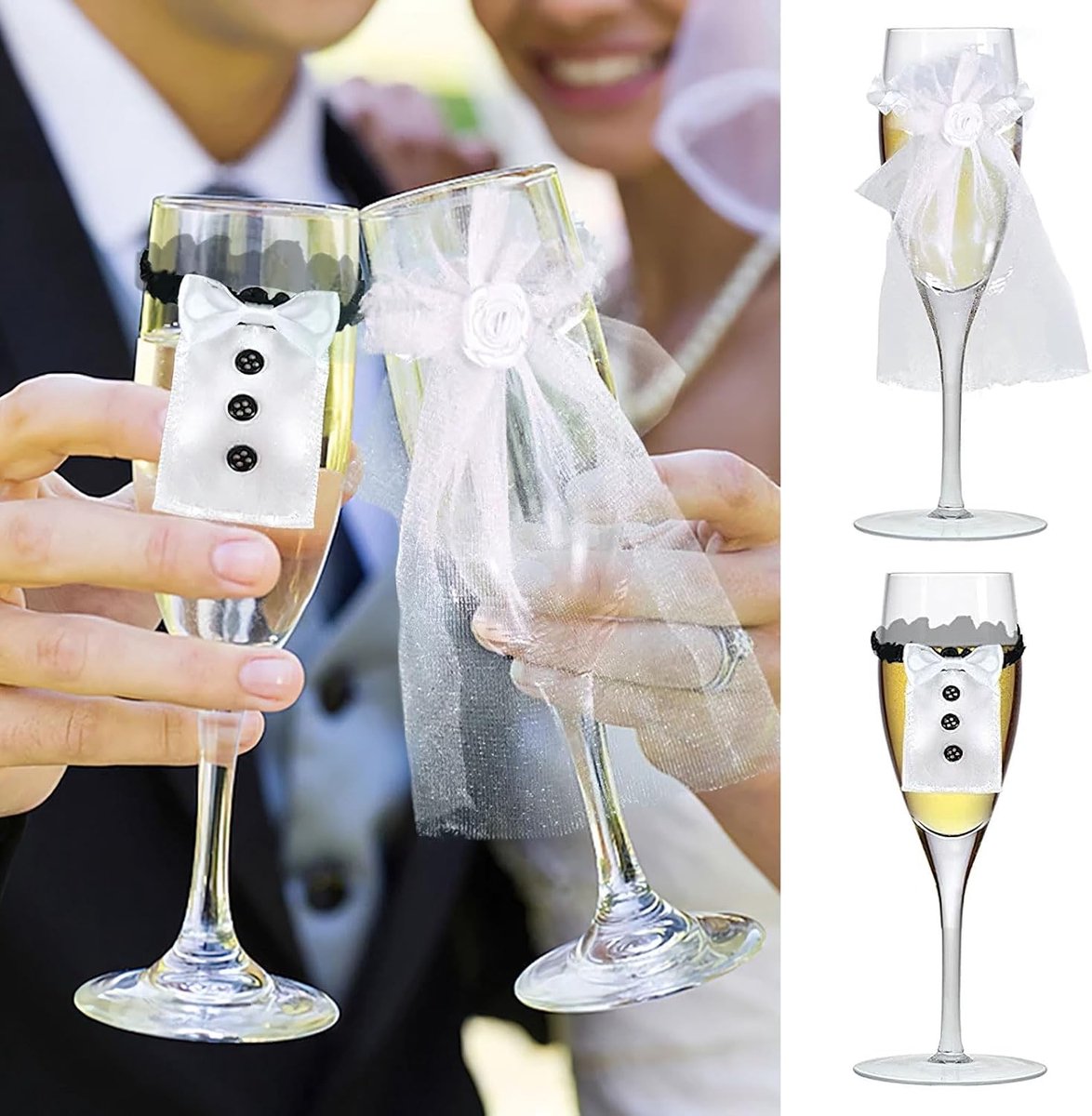 Jurk Wijnbekers en Champagne Glazen voor Bruiloft Decoratie