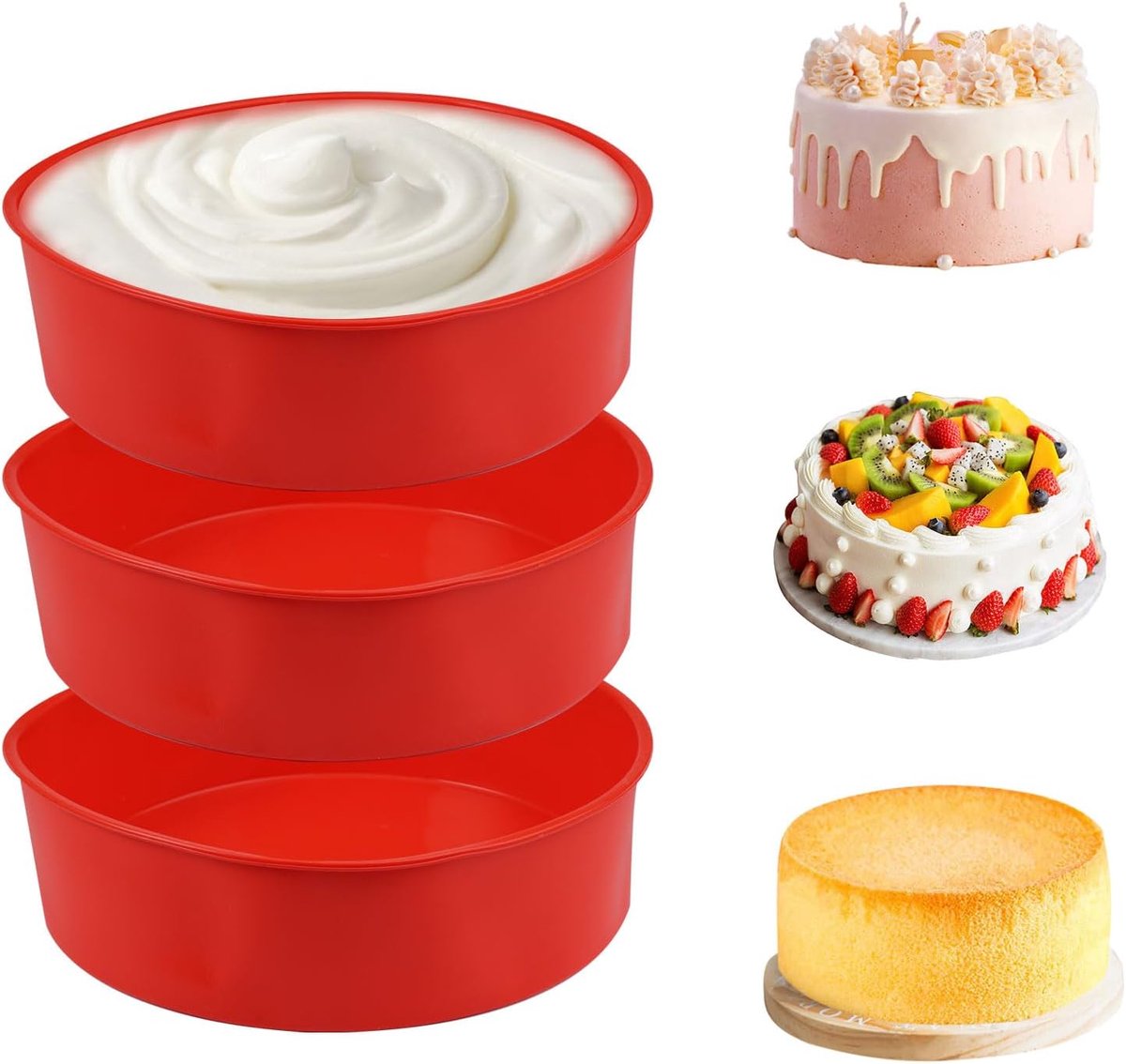Ronde Silikonenvormen - 3 Stuks voor Taarten en Cakes