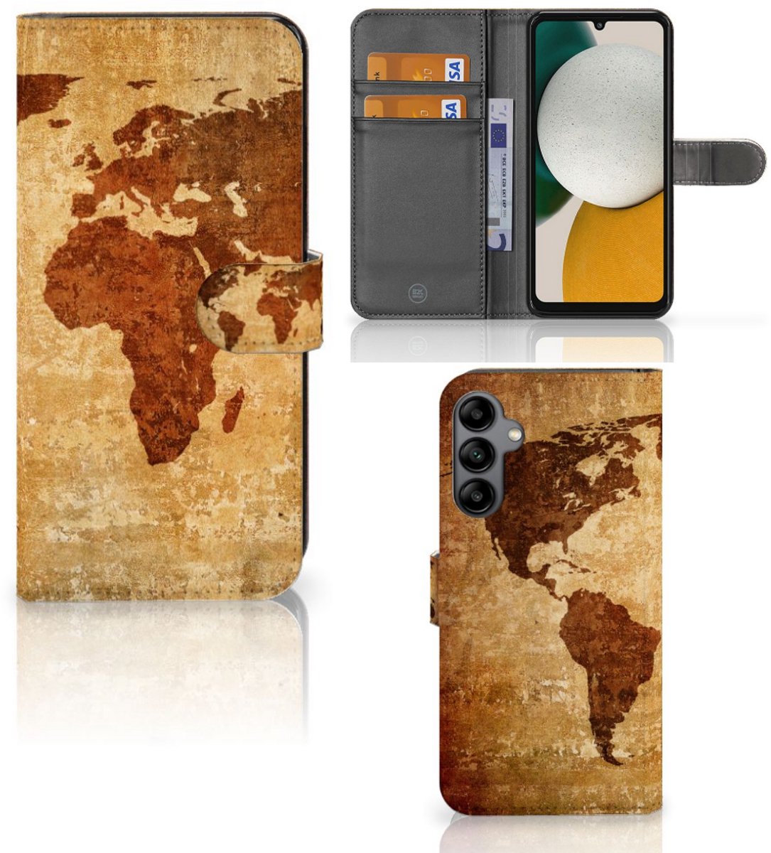 Samsung Galaxy A34 Flip Cover Wereldkaart