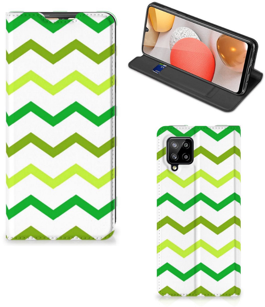 Samsung Galaxy A42 Hoesje met Magneet Zigzag Groen