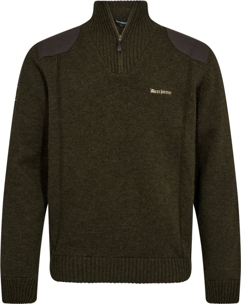 Deerhunter Finley Trui met Ritskraag Skandinavische trui Wintertrui Woodland Melange Cypress