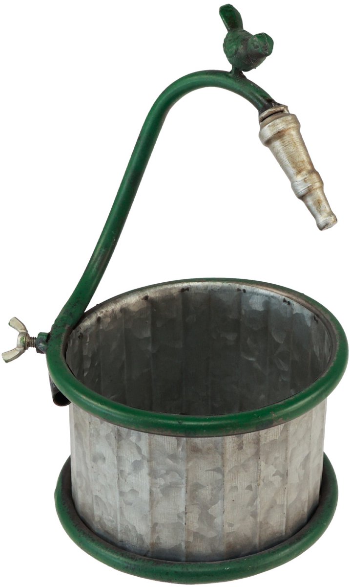 Metalen plantenbak, regenton, vogelmotief, balkondecoratie, Ø15,5 cm