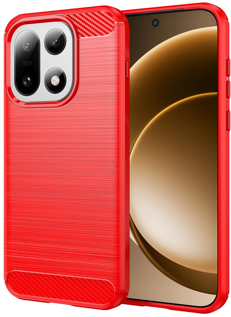 Mobigear Hoesje geschikt voor OnePlus 15 Telefoonhoesje Flexibel TPU | Mobigear Brushed Slim Backcover | 15 Case | Back Cover - Rood