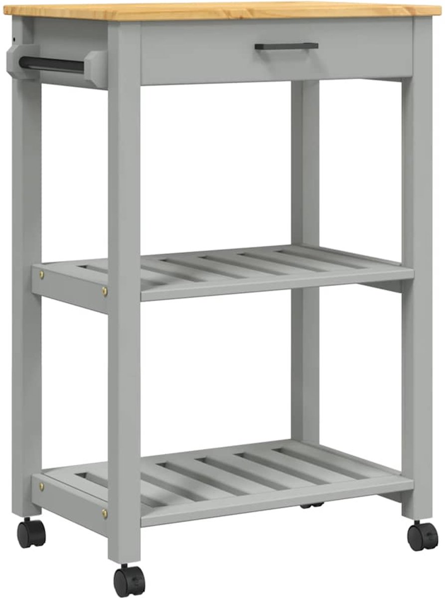 vidaXL - Keukentrolley - MONZA - 60x40x88,5 - cm - massief - grenenhout
