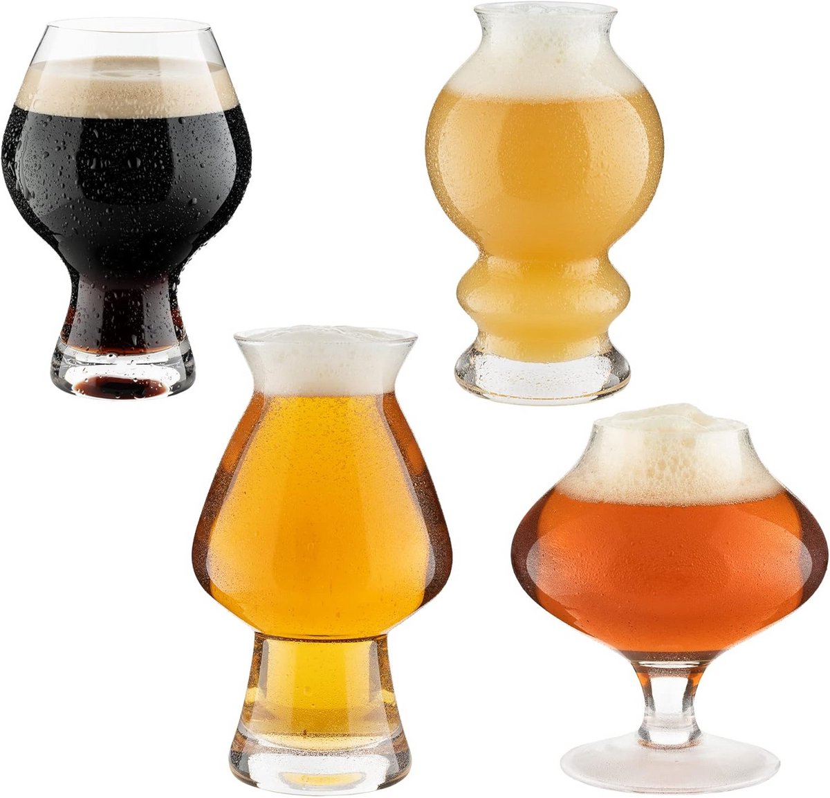 Set van 4 Premium Bierglazen - Modern Craft IPA en Pilsener Glaswerk - Perfect Biercadeau