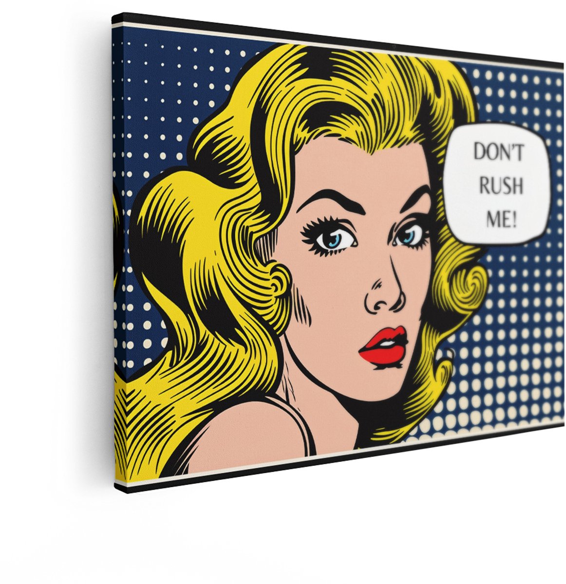 Artaza Canvas Schilderij Pop Art Vrouw - 120x90 cm - Wanddecoratie Blonde Haren - Muurdecoratie Vintage - Schilderijen Op Canvas Retro