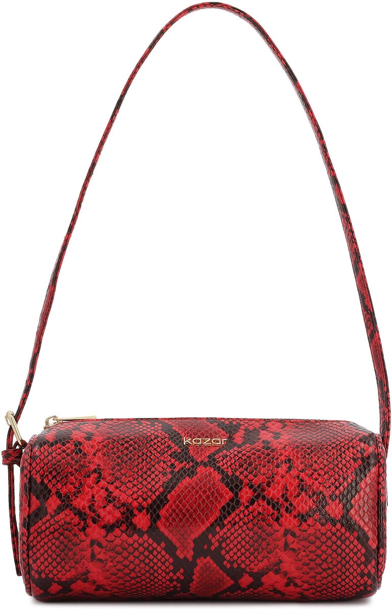 Red snake pattern handbag