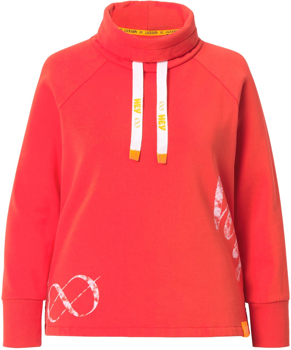 Laurasøn - Dames - Sweatshirt met opstaande kraag lange mouwen - Koraal - Maat 56+