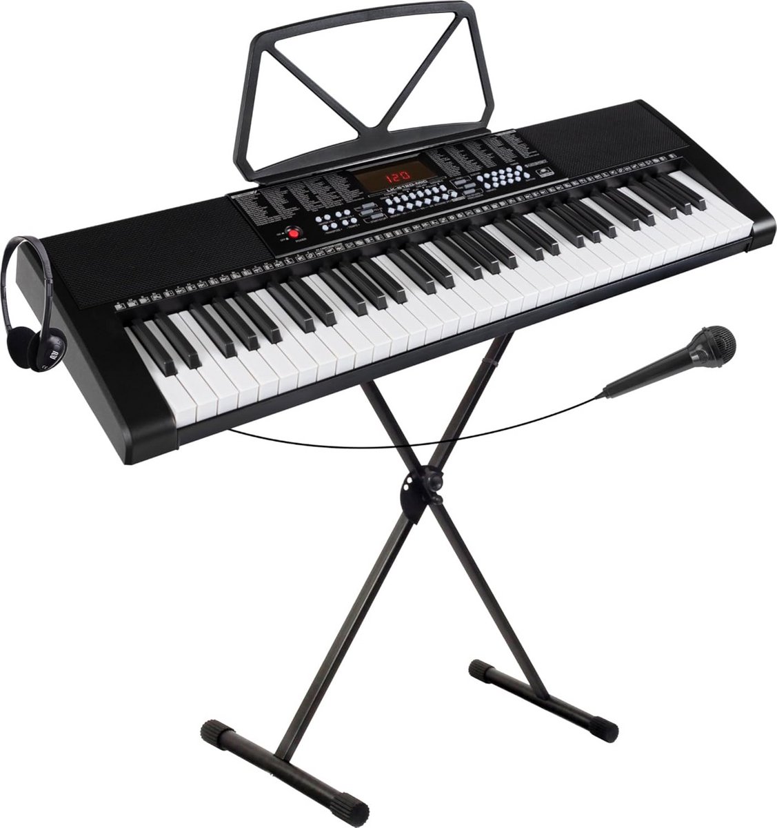 Beginners Keyboardset met 61 Lichtgevende Toetsen, Microfoon en Standaard