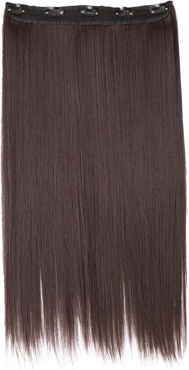 60cm Vlecht Clip-in Haarverlenging Extensie Synthetisch Donkerbruin
