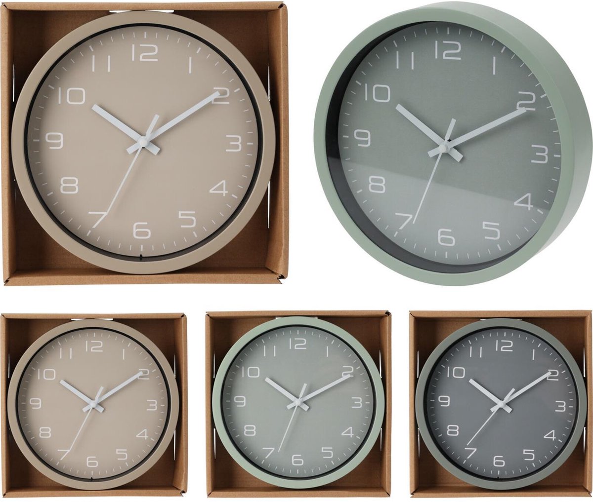 Wandklok Ø20cm groen/grijs of taupe