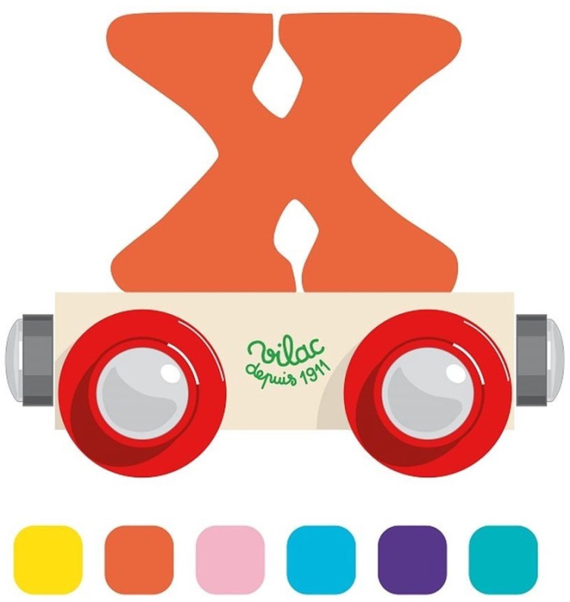 Vilac speelgoed wagon letter X multicolor educatief karton.