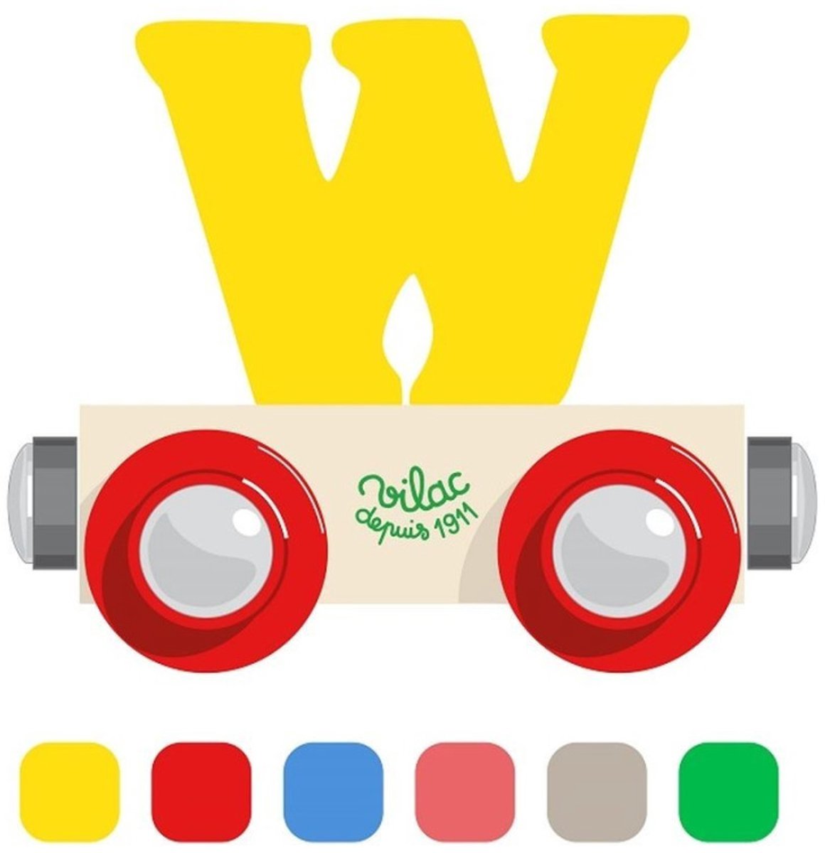 Vilac houten speelgoed wagon letter W multicolor educatief.