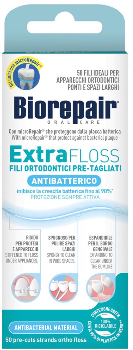 BioRepair Extra Floss – Orthodontische Flosdraad – MicroRepair – Antibacterieel – 50 stuks