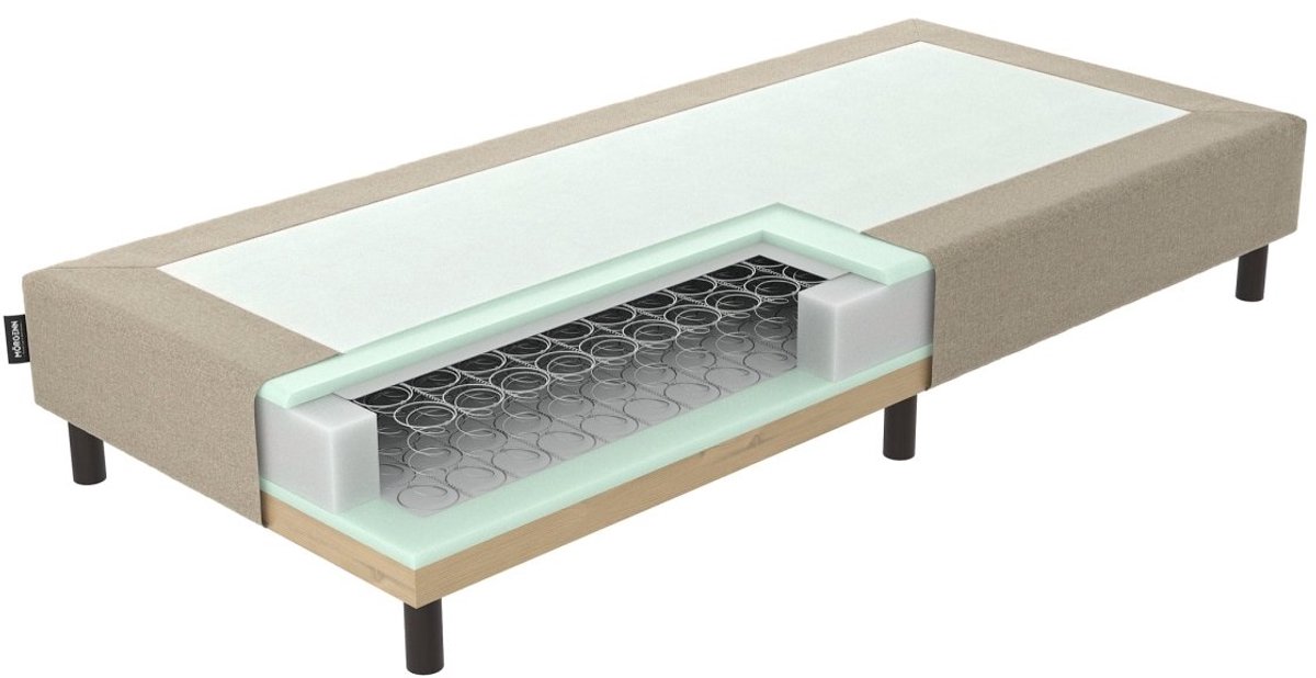 Mörgenn Ideal Boxspring - Losse Box - Luxe Bonellvering - Hotelkwaliteit - Lichtgrijs - 90x210 cm - 30cm hoog
