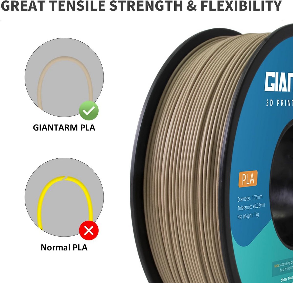 PLA 3D Printer Filament 1.75mm Zwart Hout/Walnoot 1kg - 3D Printmateriaal Hoge Kwaliteit