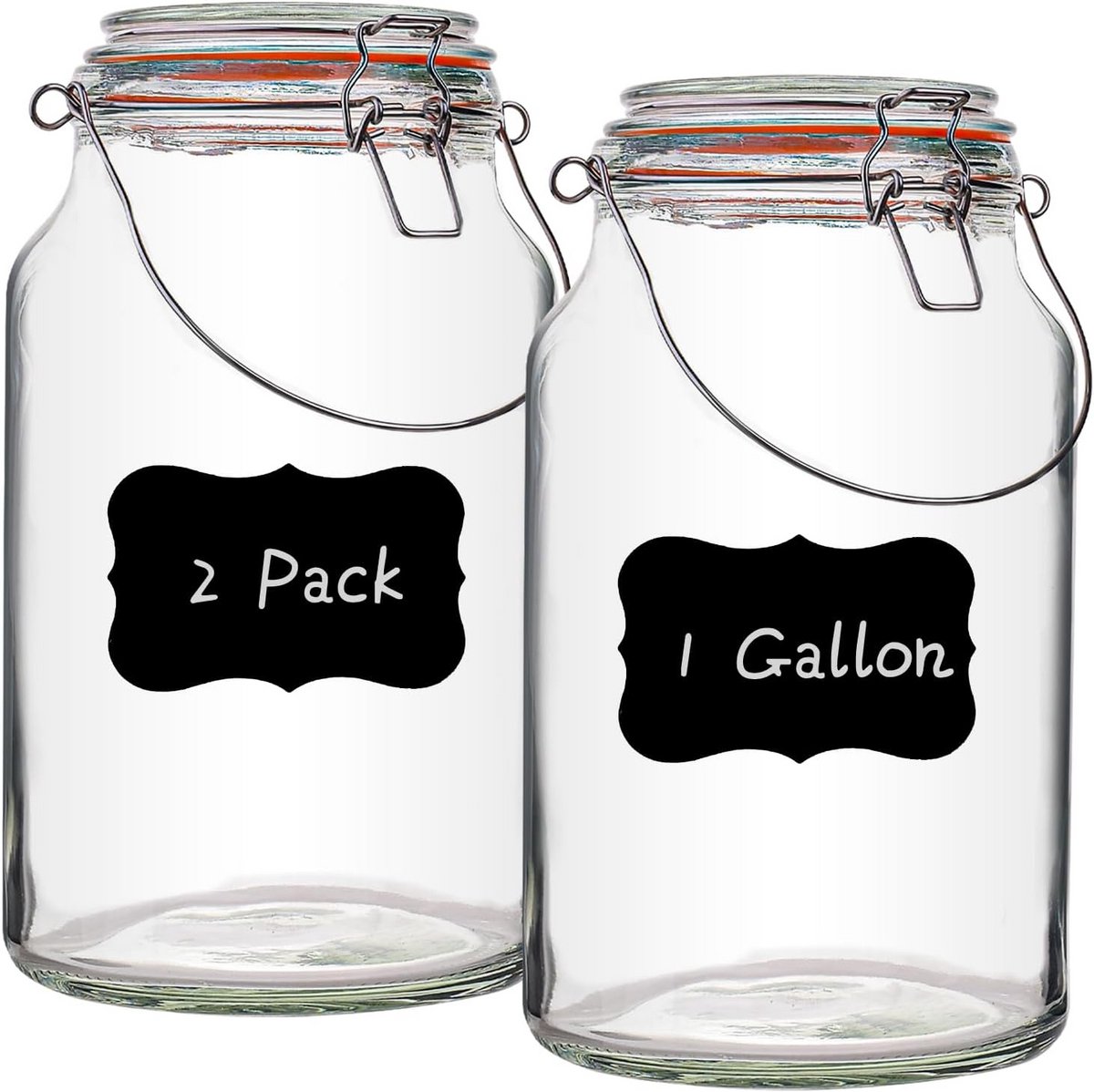 Set van 2 Grote Glazen Potten van 1 Gallon met Luchtdichte Deksel