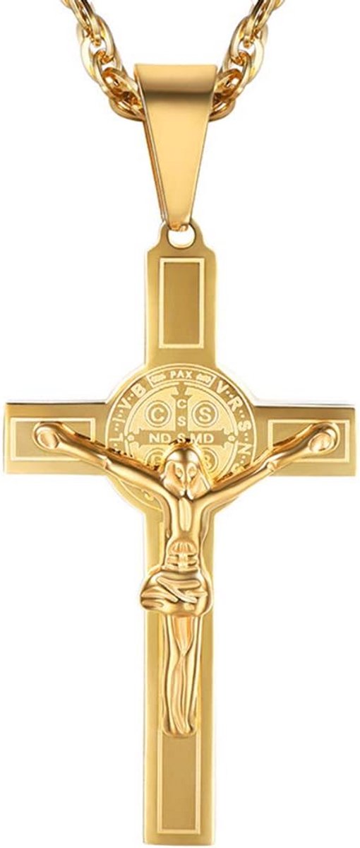 Gouden Kruis Keltisch Hanger Halsketting Religieus Sieraad Roestvrij Staal