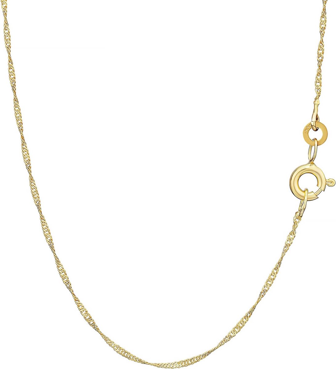 Dames Heren Gouden Singapore ketting 333 42 cm 1 mm breed gedraaid