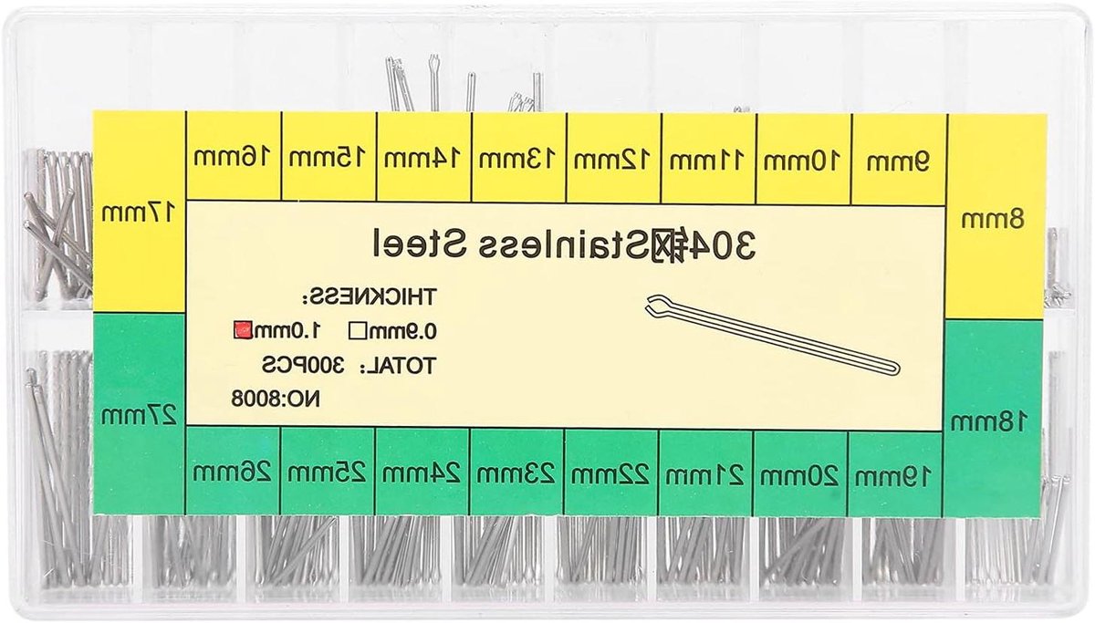 Splitpennen voor horlogebanden - assortiment van 1 mm Splitpennen - reparatieset voor horlogebanden - roestvrijstalen vervanging - geschikt voor horlogebanden van 8-27 mm