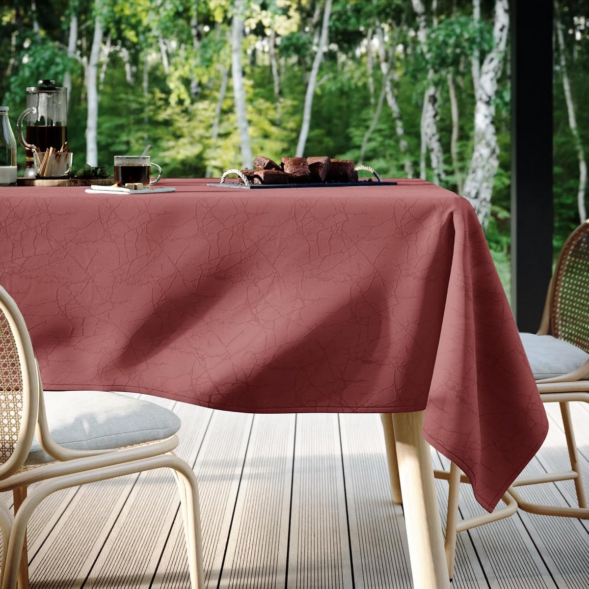 Ovaal Tafelkleed 130x180 cm Oudroze Afwasbaar Marmerpatroon Binnen & Buiten
