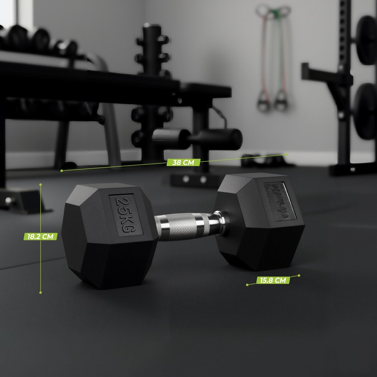 VirtuFit Hexa Dumbbell Pro - 25 kg - Hexagon Dumbbell - Duurzaam en Slijtvast - Krachttraining - Gewicht - CrossFit & Fitness - Geschikt voor Beginners en Professionals - Per Stuk Verkocht – foto 7