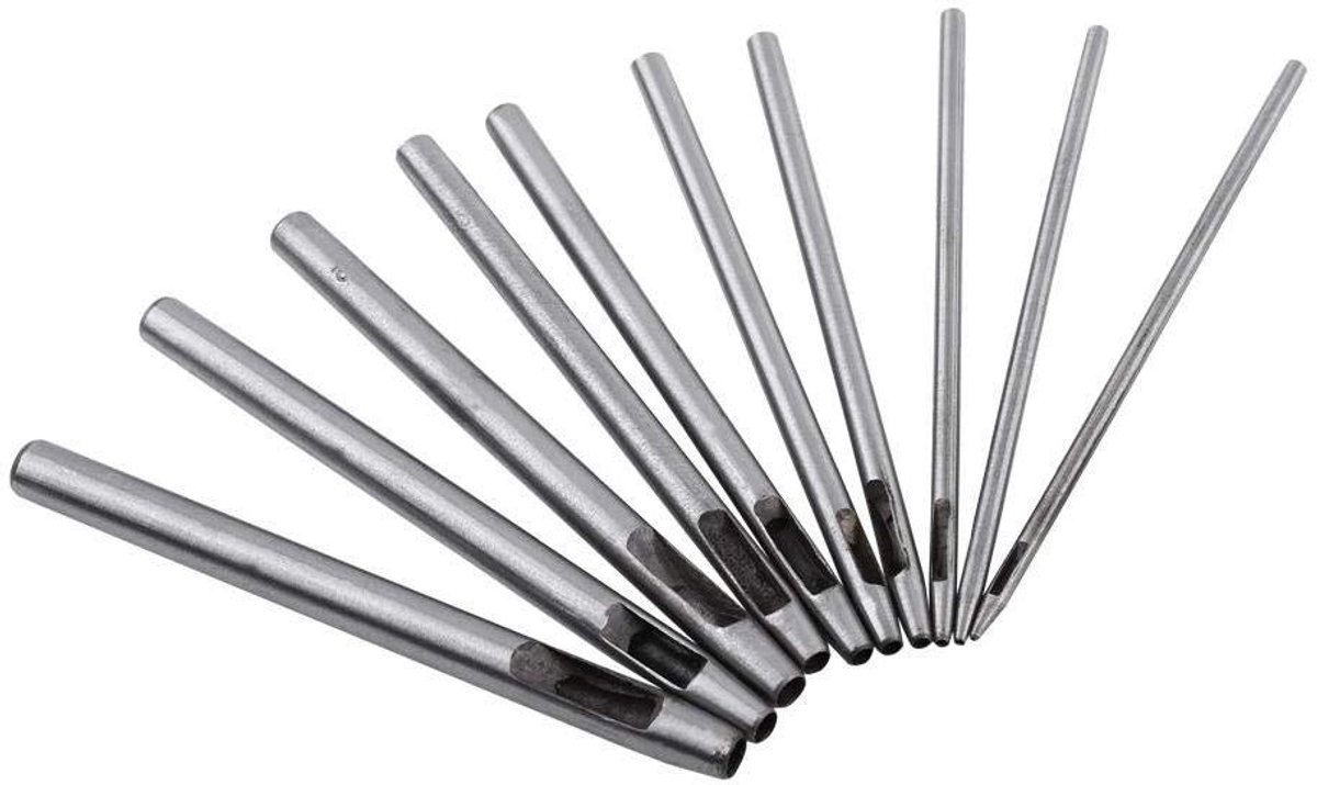 10-delige holle gat puncher set voor DIY lederen craft - 5mm - horlogeband gereedschap - leer bewerken - riem perforator