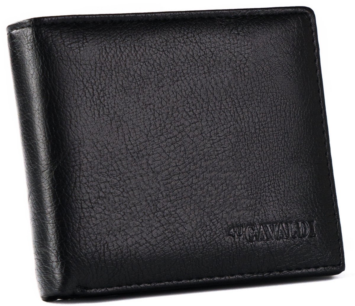 4U Cavaldi - Klassieke Heren Portemonnee - Horizontaal Model - Hoogwaardig Kunstleer - Zwart - RFID-Bescherming - Inclusief Luxe Cadeauverpakking