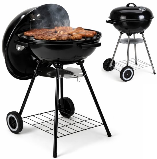 Cheqo® Houtskoolbarbecue - Houtskool Bbq - Kogelbarbecue - Barbecue Op Wielen - Kogelbarbecue Met Deksel - Houtskoolbarbecue Met Deksel - Houtskoolgrill - Tuinbarbecue - Buiten Barbecue - Zwarte Houtskoolbarbecue van Merkloos — afbeelding 5