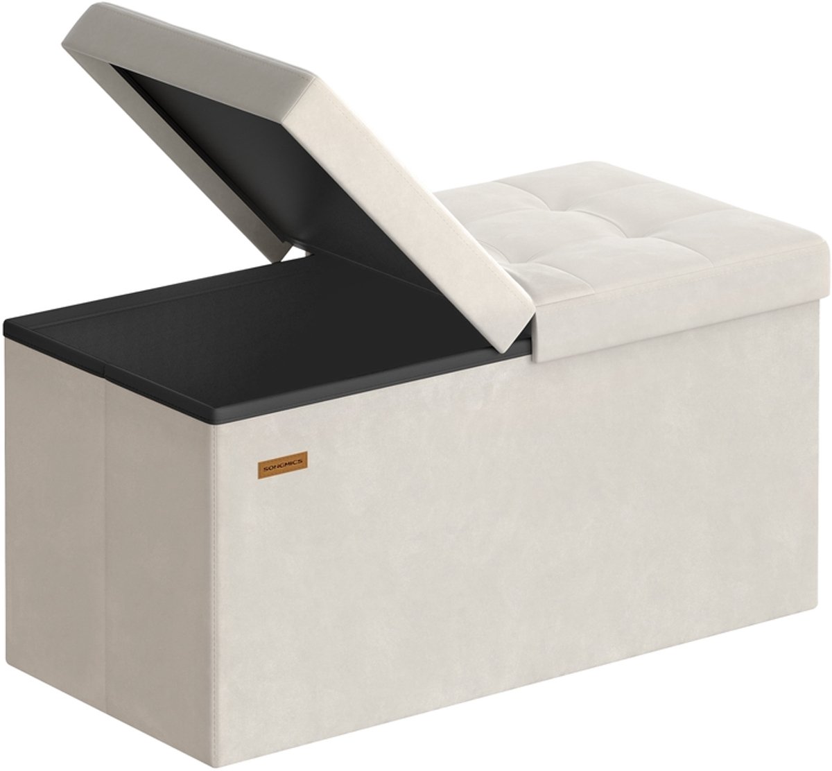 Bankje met opbergruimte en scharnierend deksel - 38 x 76 x 38 cm - Crèmewit