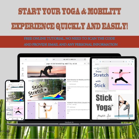 Lange Bamboe Yoga Stick 5ft - Stretching, Pilates en Balansoefeningen — afbeelding 5