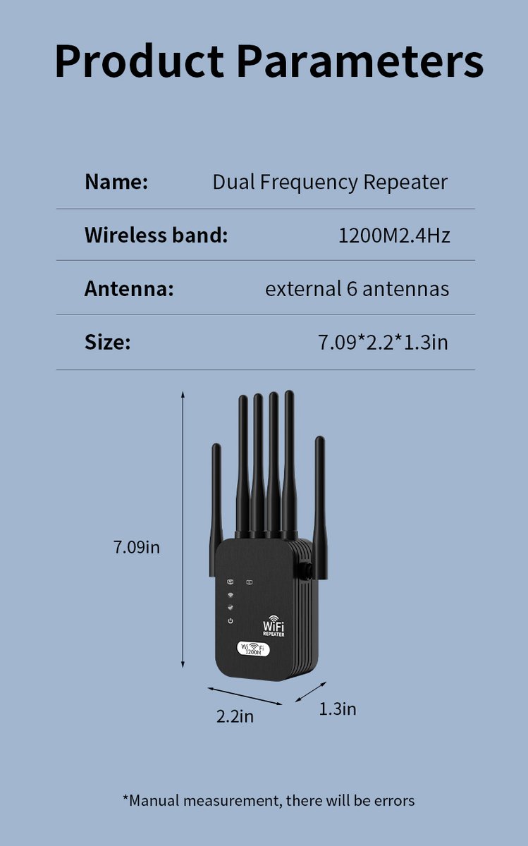 Nademoli 5G WiFi Signaalversterker 1200M met 6 Antennes - afbeelding 2