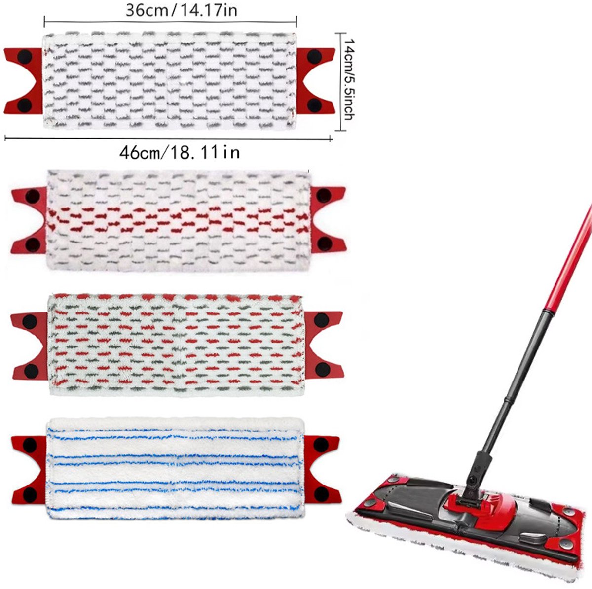 Geschikt voor Vileda UltraMax moppen, geschikt voor O-Cedar microvezel reinigingskop mop, mat accessoires, set van 4 stuks