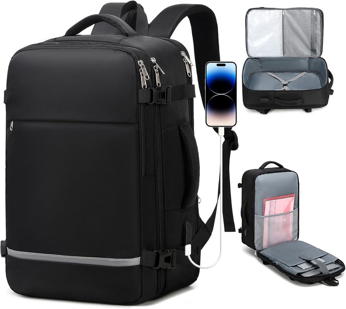 Reisrugzak Grote Handbagage voor Dames en Heren - Uitbreidbare 17 inch Laptoprugzak voor Reizen en Buitenactiviteiten
