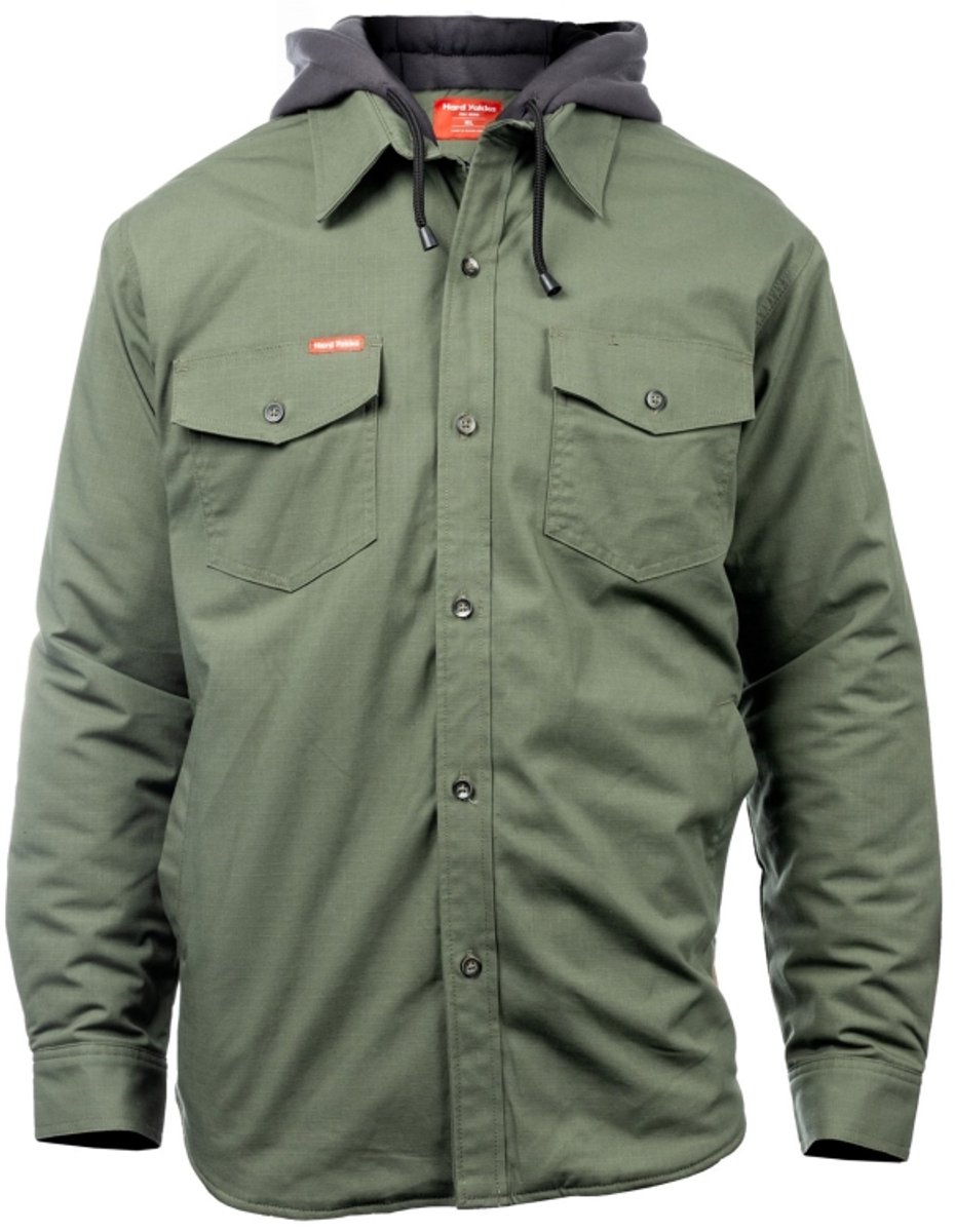 Hard Yakka quilted solid shacket military green 3xl