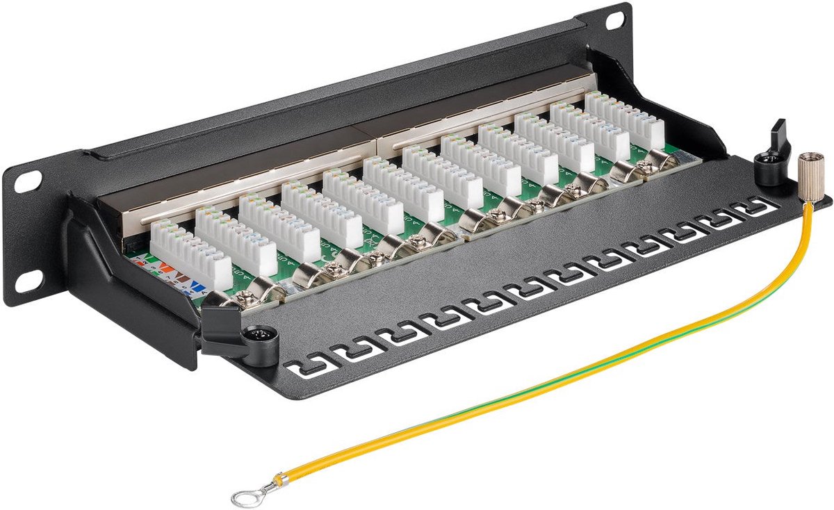 Patchpaneel - 12-Poorts - Patchpaneel 10 - Zwart, Type: Cat 6a STP